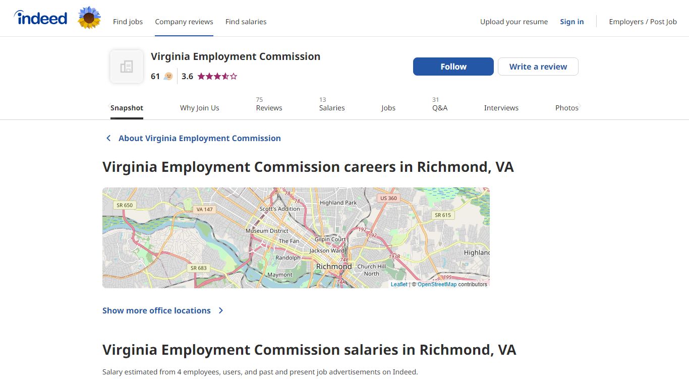 Virginia Employment Commission careers in Richmond, VA