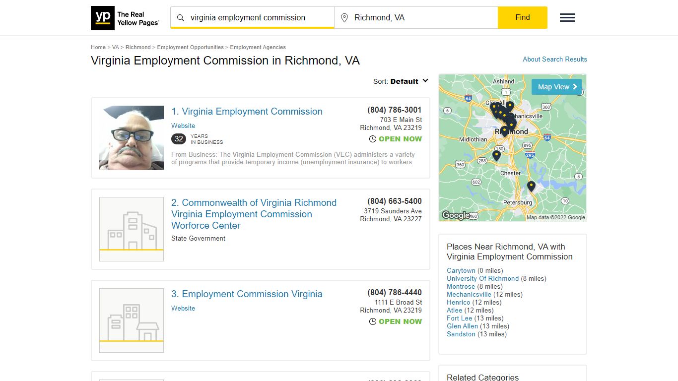 Virginia Employment Commission in Richmond, VA - Yellow Pages