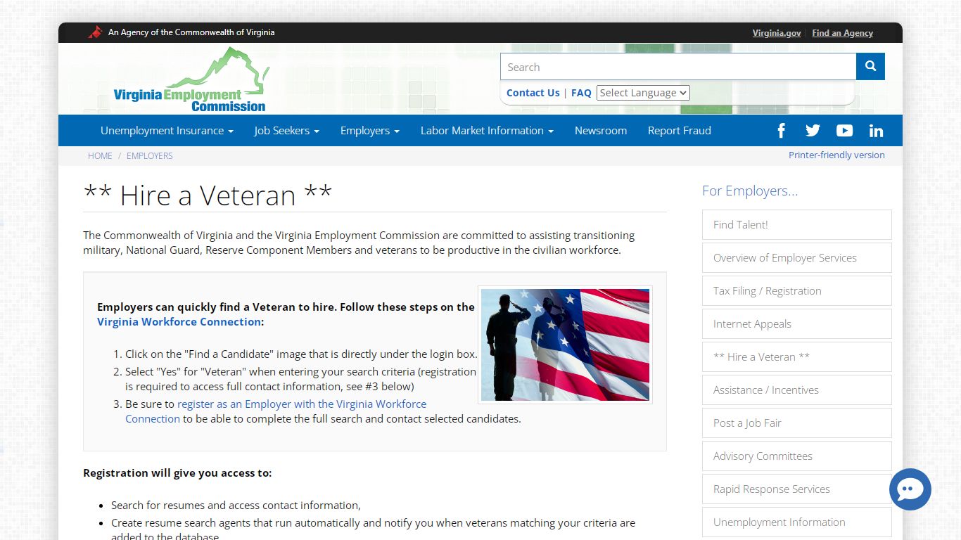 ** Hire a Veteran ** | Virginia Employment Commission