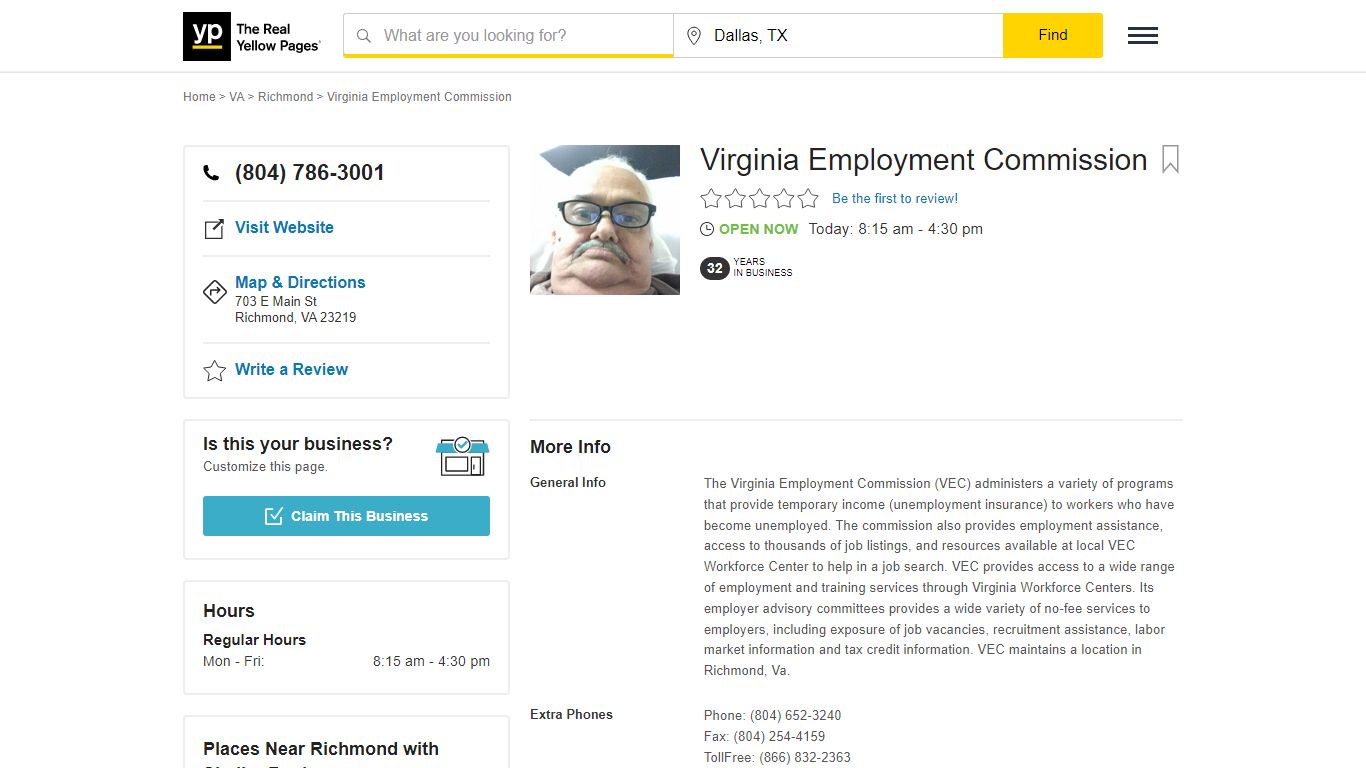 Virginia Employment Commission 703 E Main St, Richmond, VA 23219 - YP.com