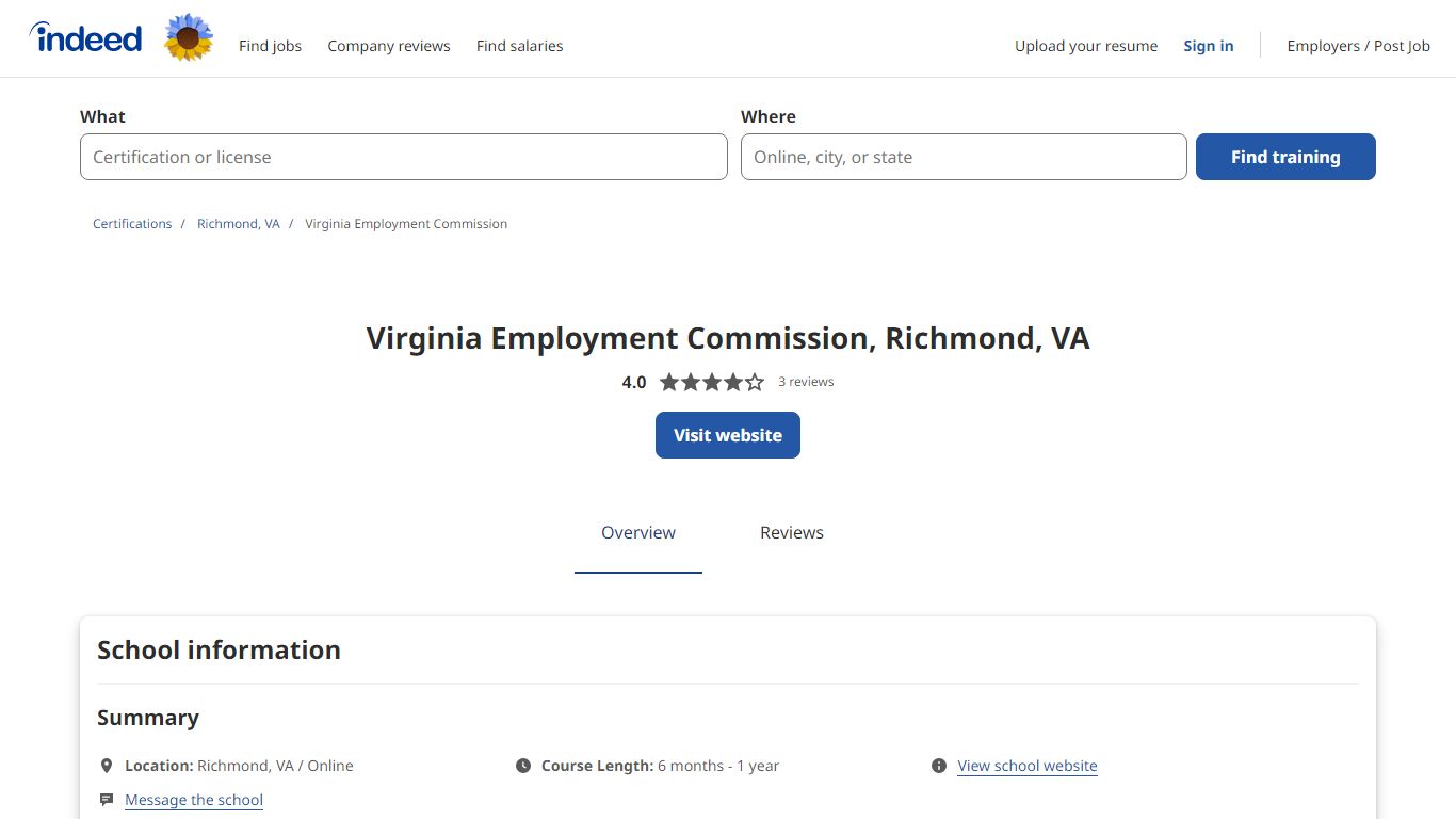 Virginia Employment Commission , Richmond, VA - indeed.com